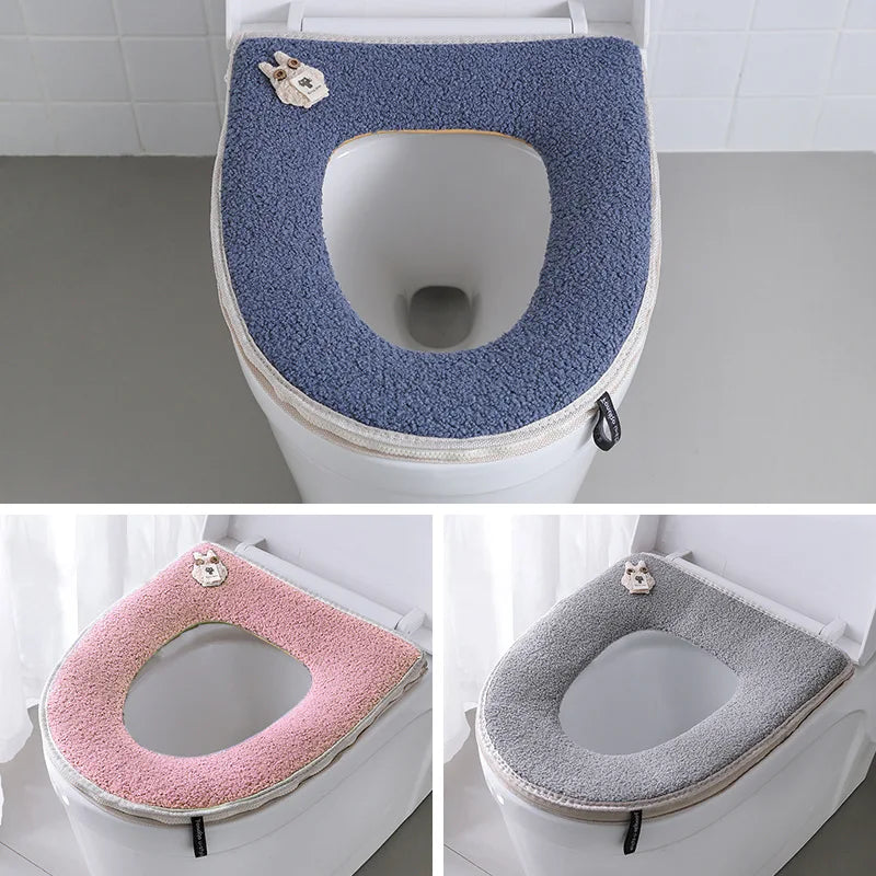 Cojín de lana para el asiento del inodoro con cremallera.